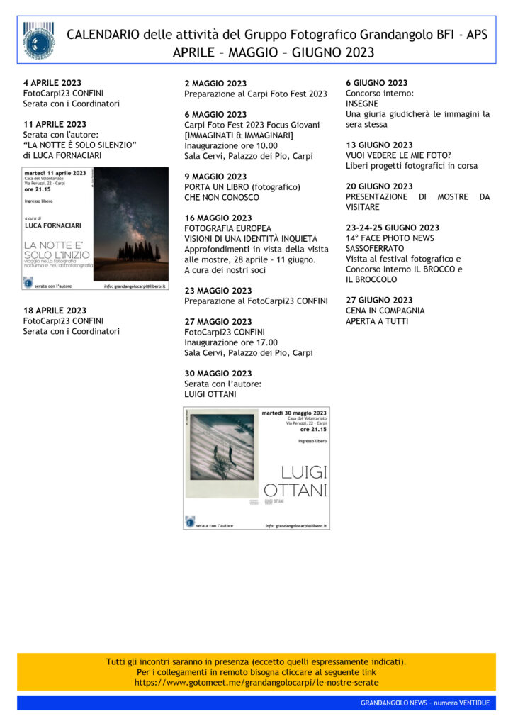 G News numero 022 CALENDARIO